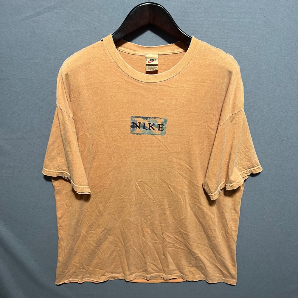 Vintage Nike Made in USA Distressed Box Logo T-Shirt Orange XL Mens 90s thrashed